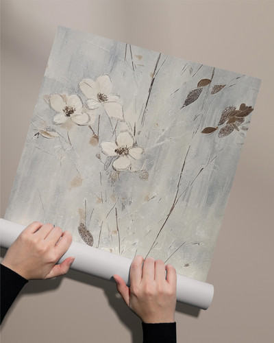 کاغذدیواری طرح گل زمینه پتیه آبی