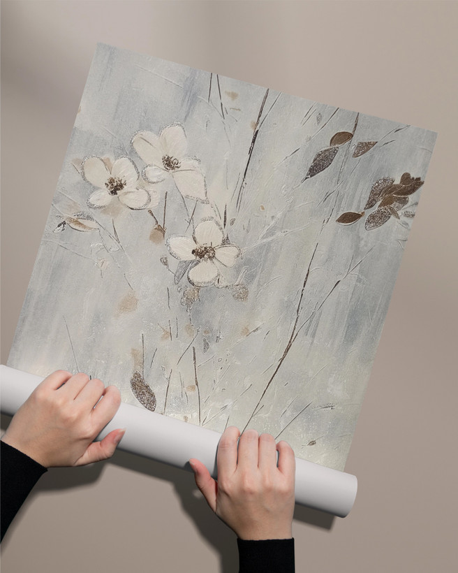 کاغذدیواری طرح گل زمینه پتیه آبی