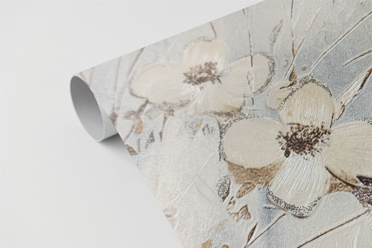 کاغذدیواری طرح گل زمینه پتیه آبی
