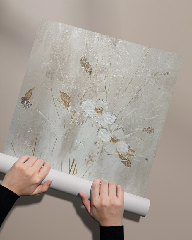 کاغذدیواری طرح گل زمینه پتیه بژ