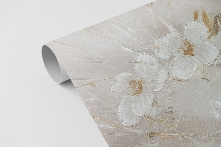 کاغذدیواری طرح گل زمینه پتیه بژ