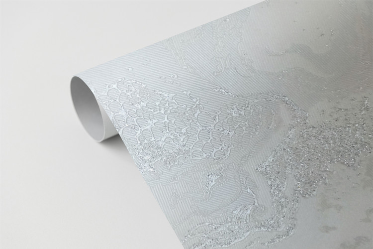 کاغذدیواری مدرن طرح پتینه برجسته سیلور