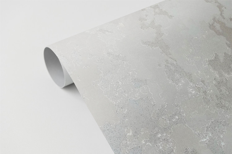 کاغذدیواری مدرن طرح پتینه برجسته سفید