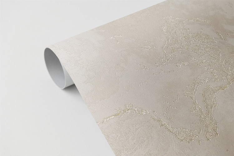 کاغذدیواری مدرن طرح پتینه برجسته کرم طلایی