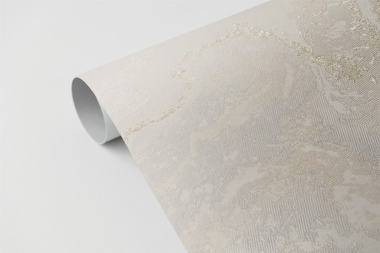 کاغذدیواری مدرن طرح پتینه برجسته نقره ای طلایی
