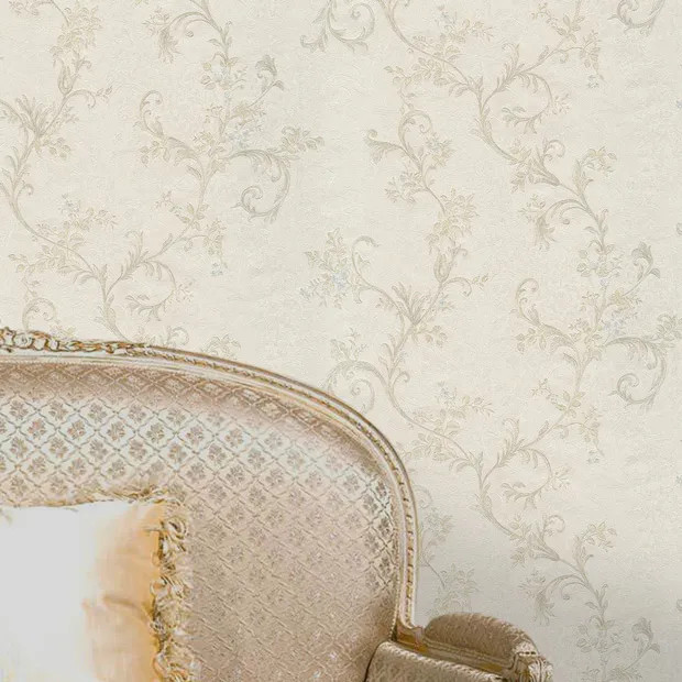 نما از کاغذدیواری با طرح گلهای رونده شایندار و شاخههای ظریف اکلیلی