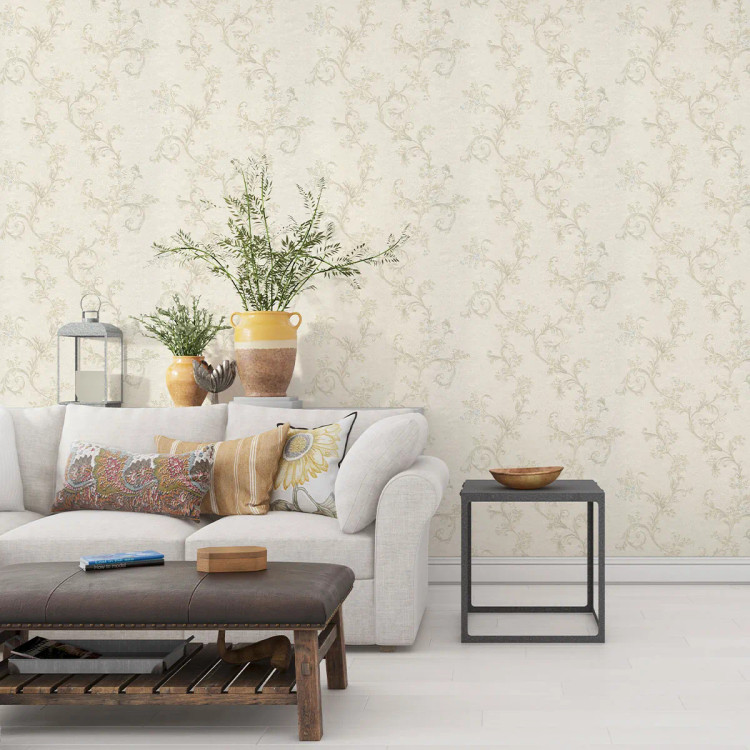 نما از کاغذدیواری با طرح گلهای رونده شایندار و شاخههای ظریف اکلیلی