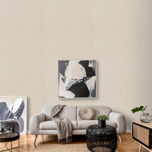 کاغذدیواری کرم با طرح راهراه عمودی و درخشش صیقلی ابریشمی بدون اکلیل و پتینه