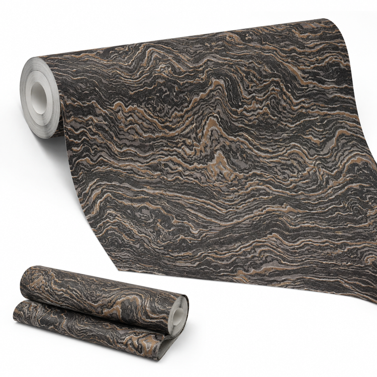 کاغذ دیواری PVC طرح مدرن / طوسی طلایی