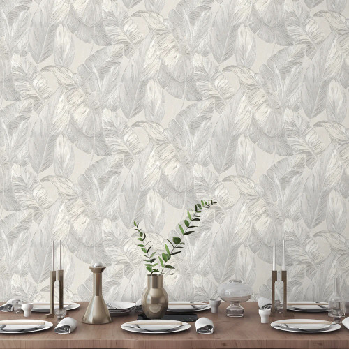 کاغذدیواری بافت دار طرح وینتیج / شیری نقره ای