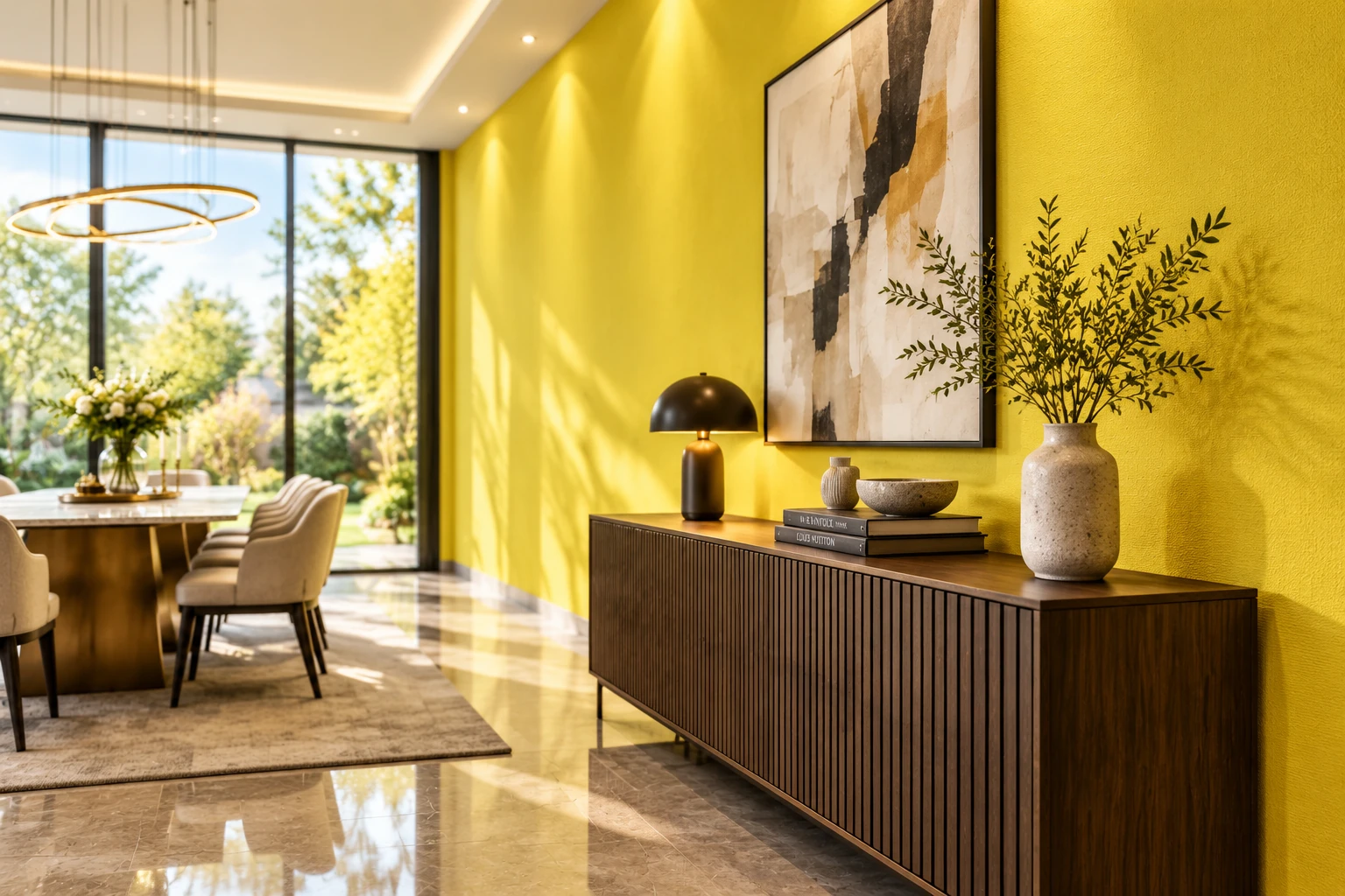 کاغذ دیواری PVC طرح مدرن / زرد