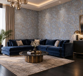 کاغذ دیواری قابل شستشو طرح ایکیا طرح پتینه مدرن/ آبی طلا کوب